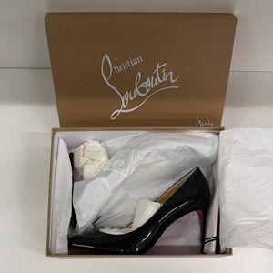 Christian Louboutin Black Patent Leather Pointed-Toe Pumps with Red Sole